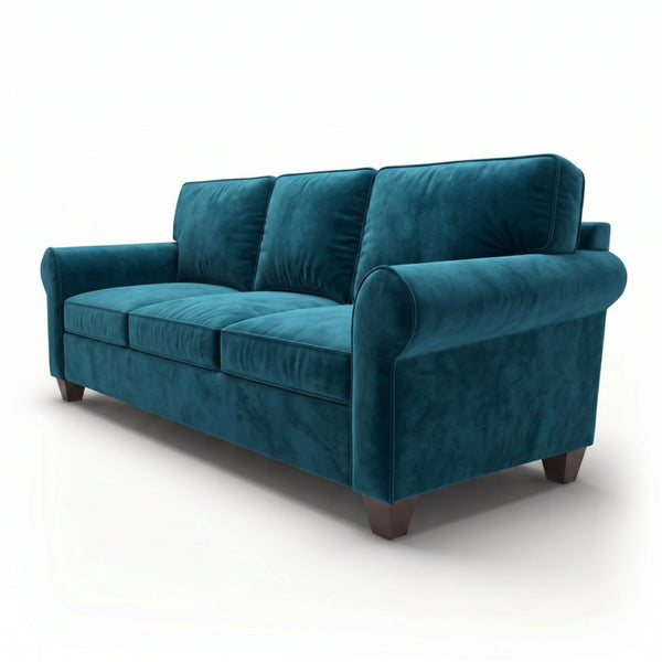 English Elm Augusta Velvet Sofa Handcrafted in Usa with Structured Square Arms for Living Rooms Peacock Blue B2761P527944
