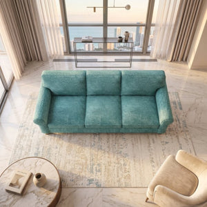 English Elm Augusta Classic Square Arm Sofa Handcrafted in Usa with Premium Polyester Upholstery Dark Green Hepburn HRP Emerald B2761P527945