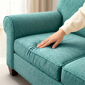 English Elm Augusta Classic Square Arm Sofa Handcrafted in Usa with Premium Polyester Upholstery Dark Green Hepburn HRP Emerald B2761P527945
