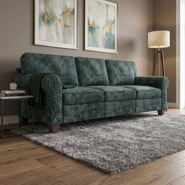 English Elm Augusta Velvet Sofa Handcrafted in Usa with Structured Square Arms for Living Rooms Charcoal B2761P527947