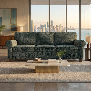 English Elm Augusta Velvet Sofa Handcrafted in Usa with Structured Square Arms for Living Rooms Charcoal B2761P527947