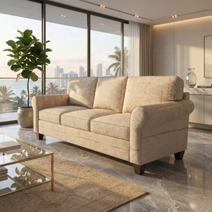 English Elm Augusta Classic Square Arm Sofa Handcrafted in Usa with Premium Polyester Upholstery Beige Oceanside Natural B2761P527948