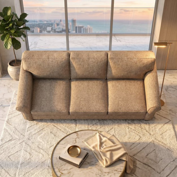 English Elm Augusta Classic Square Arm Sofa Handcrafted in Usa with Premium Polyester Upholstery Taupe Derby Taupe B2761P527949