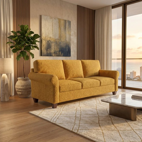 English Elm Augusta Classic Square Arm Sofa Handcrafted in Usa with Premium Polyester Upholstery Mustard Yellow Hepburn Chai Tea B2761P527950
