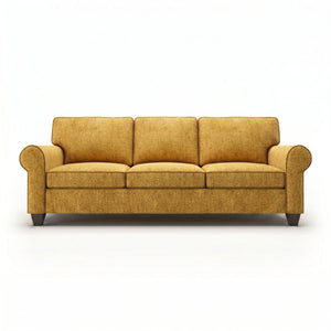 English Elm Augusta Classic Square Arm Sofa Handcrafted in Usa with Premium Polyester Upholstery Mustard Yellow Hepburn Chai Tea B2761P527950