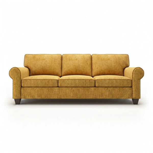 English Elm Augusta Classic Square Arm Sofa Handcrafted in Usa with Premium Polyester Upholstery Mustard Yellow Hepburn Chai Tea B2761P527950
