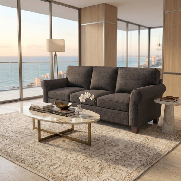 English Elm Augusta Classic Square Arm Sofa Handcrafted in Usa with Premium Polyester Upholstery Charcoal Catalina Charcoal B2761P527951