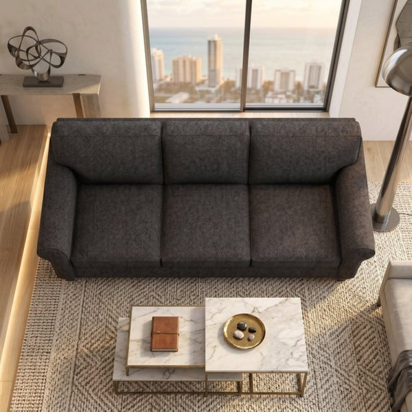 English Elm Augusta Classic Square Arm Sofa Handcrafted in Usa with Premium Polyester Upholstery Charcoal Catalina Charcoal B2761P527951