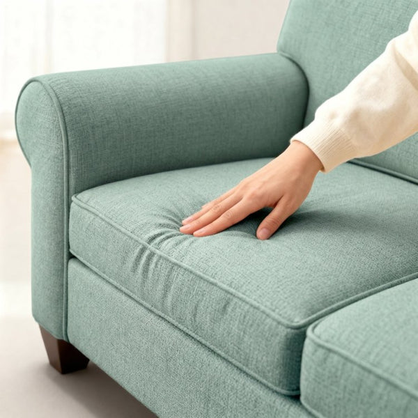 English Elm Augusta Classic Square Arm Sofa Handcrafted in Usa with Premium Polyester Upholstery Light Blue Leslie Robins Egg B2761P527952
