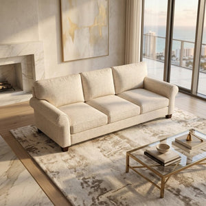 English Elm Augusta Classic Square Arm Sofa Handcrafted in Usa with Premium Polyester Upholstery Ivory Catalina Ivory B2761P527953