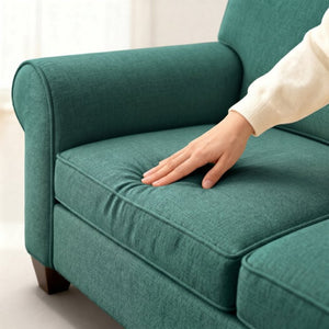 English Elm Augusta Velvet Sofa Handcrafted in Usa with Structured Square Arms for Living Rooms Forest Green B2761P527954