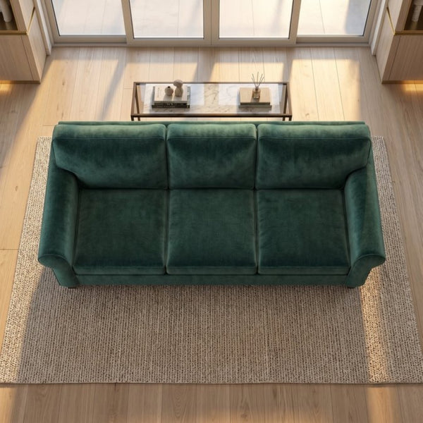 English Elm Augusta Velvet Sofa Handcrafted in Usa with Structured Square Arms for Living Rooms Forest Green B2761P527954
