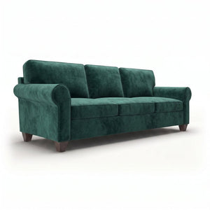 English Elm Augusta Velvet Sofa Handcrafted in Usa with Structured Square Arms for Living Rooms Forest Green B2761P527954
