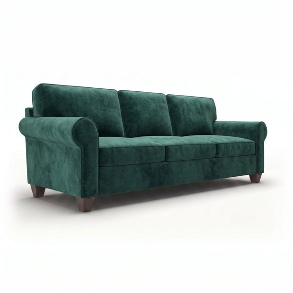English Elm Augusta Velvet Sofa Handcrafted in Usa with Structured Square Arms for Living Rooms Forest Green B2761P527954