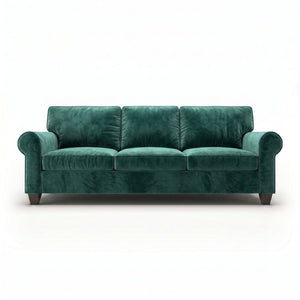English Elm Augusta Velvet Sofa Handcrafted in Usa with Structured Square Arms for Living Rooms Forest Green B2761P527954