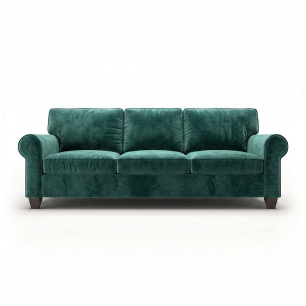 English Elm Augusta Velvet Sofa Handcrafted in Usa with Structured Square Arms for Living Rooms Forest Green B2761P527954