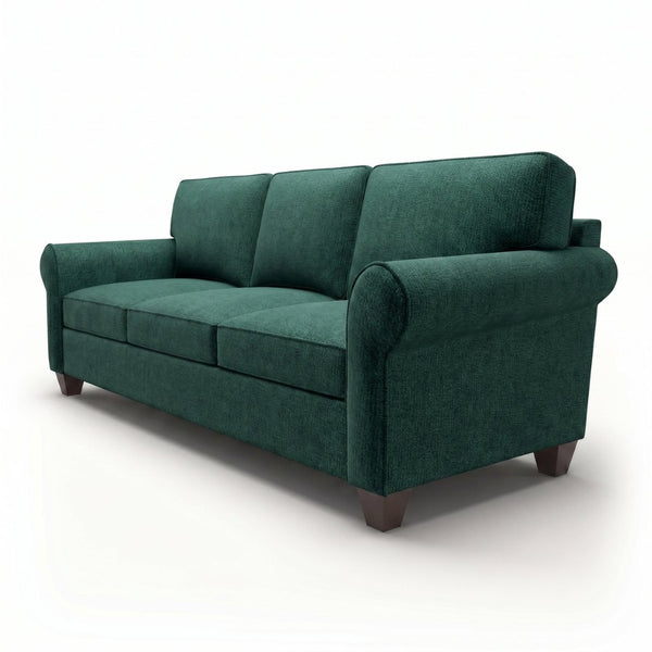English Elm Augusta Velvet Sofa Handcrafted in Usa with Structured Square Arms for Living Rooms Forest Green B2761P527954