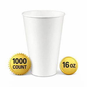 English Elm 16oz White Paper Hot Cup Poly Lined Single Wall Bulk Disposable Beverage Service B2762P477037