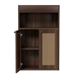 English Elm Omchom Rattan Door Freestanding Storage Cabinet with Adjustable Shelf for Bathroom Hallway Brown B2764P518714