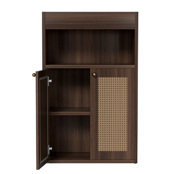 English Elm Omchom Rattan Door Freestanding Storage Cabinet with Adjustable Shelf for Bathroom Hallway Brown B2764P518714