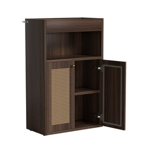 English Elm Omchom Rattan Door Freestanding Storage Cabinet with Adjustable Shelf for Bathroom Hallway Brown B2764P518714