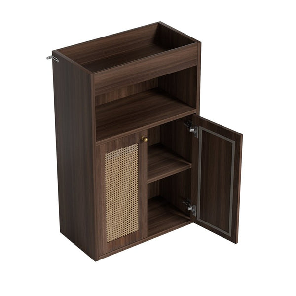 English Elm Omchom Rattan Door Freestanding Storage Cabinet with Adjustable Shelf for Bathroom Hallway Brown B2764P518714