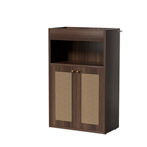 English Elm Omchom Rattan Door Freestanding Storage Cabinet with Adjustable Shelf for Bathroom Hallway Brown B2764P518714