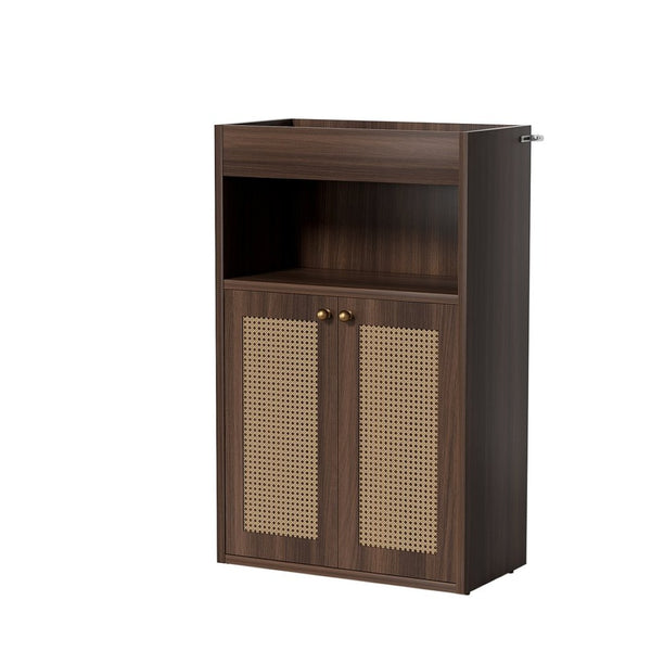 English Elm Omchom Rattan Door Freestanding Storage Cabinet with Adjustable Shelf for Bathroom Hallway Brown B2764P518714