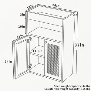 English Elm Omchom Rattan Door Freestanding Storage Cabinet with Adjustable Shelf for Bathroom Hallway White B2764P518715