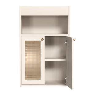 English Elm Omchom Rattan Door Freestanding Storage Cabinet with Adjustable Shelf for Bathroom Hallway White B2764P518715