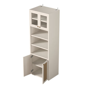 English Elm Omchom Rattan Door Tall Pantry Cabinet Walnut Finish Freestanding Kitchen Organizer White B2764P518719