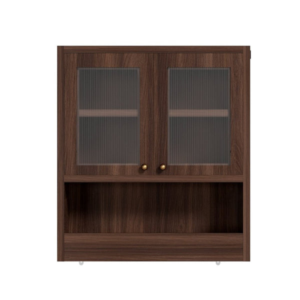 English Elm Omchom Farmhouse Bathroom Wall Cabinet with Acrylic Doors Adjustable Shelf and Paper Holder Brown B2764P518720