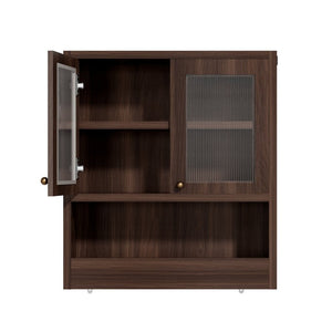 English Elm Omchom Farmhouse Bathroom Wall Cabinet with Acrylic Doors Adjustable Shelf and Paper Holder Brown B2764P518720