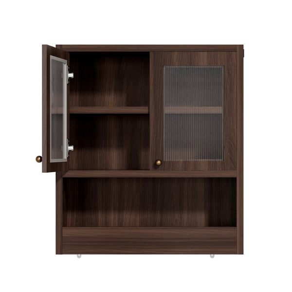 English Elm Omchom Farmhouse Bathroom Wall Cabinet with Acrylic Doors Adjustable Shelf and Paper Holder Brown B2764P518720