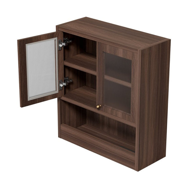 English Elm Omchom Farmhouse Bathroom Wall Cabinet with Acrylic Doors Adjustable Shelf and Paper Holder Brown B2764P518720