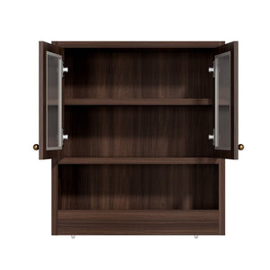 English Elm Omchom Farmhouse Bathroom Wall Cabinet with Acrylic Doors Adjustable Shelf and Paper Holder Brown B2764P518720