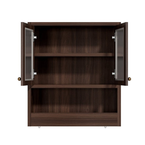 English Elm Omchom Farmhouse Bathroom Wall Cabinet with Acrylic Doors Adjustable Shelf and Paper Holder Brown B2764P518720