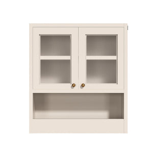 English Elm Omchom Farmhouse Bathroom Wall Cabinet with Acrylic Doors Adjustable Shelf and Paper Holder White B2764P518721