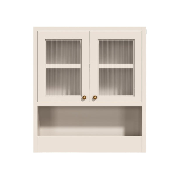 English Elm Omchom Farmhouse Bathroom Wall Cabinet with Acrylic Doors Adjustable Shelf and Paper Holder White B2764P518721