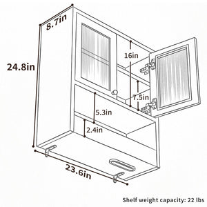 English Elm Omchom Farmhouse Bathroom Wall Cabinet with Acrylic Doors Adjustable Shelf and Paper Holder White B2764P518721