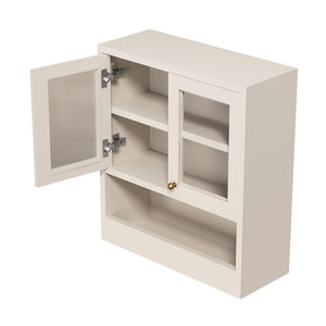 English Elm Omchom Farmhouse Bathroom Wall Cabinet with Acrylic Doors Adjustable Shelf and Paper Holder White B2764P518721