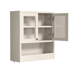 English Elm Omchom Farmhouse Bathroom Wall Cabinet with Acrylic Doors Adjustable Shelf and Paper Holder White B2764P518721