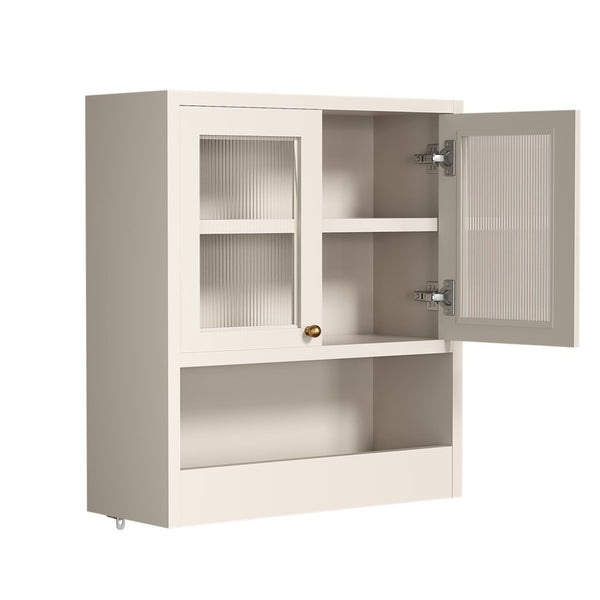 English Elm Omchom Farmhouse Bathroom Wall Cabinet with Acrylic Doors Adjustable Shelf and Paper Holder White B2764P518721