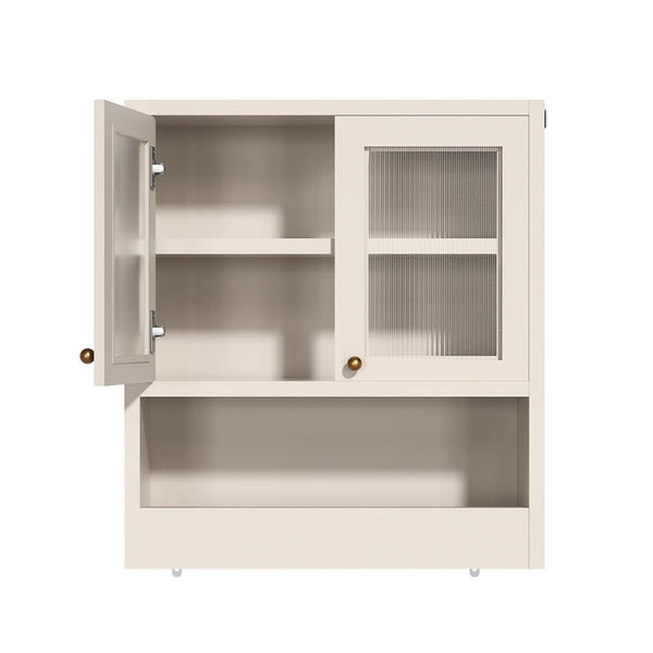 English Elm Omchom Farmhouse Bathroom Wall Cabinet with Acrylic Doors Adjustable Shelf and Paper Holder White B2764P518721