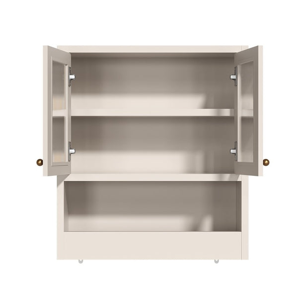 English Elm Omchom Farmhouse Bathroom Wall Cabinet with Acrylic Doors Adjustable Shelf and Paper Holder White B2764P518721