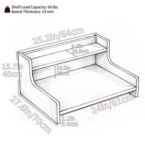 English Elm Washer Dryer Mdf Countertop Topper with 2-tier Shelf for Laundry Room Folding Black B2764P518726