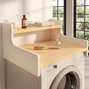 English Elm Washer Dryer Mdf Countertop Topper with 2-tier Shelf for Laundry Room Folding White B2764P518727