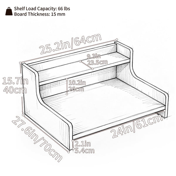 English Elm Washer Dryer Mdf Countertop Topper with 2-tier Shelf for Laundry Room Folding White B2764P518727