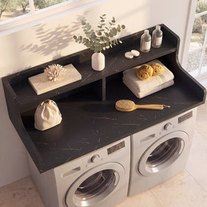 English Elm Washer Dryer Mdf Countertop Two Tier Laundry Organizer with Waterproof Folding Shelf B2764P518728