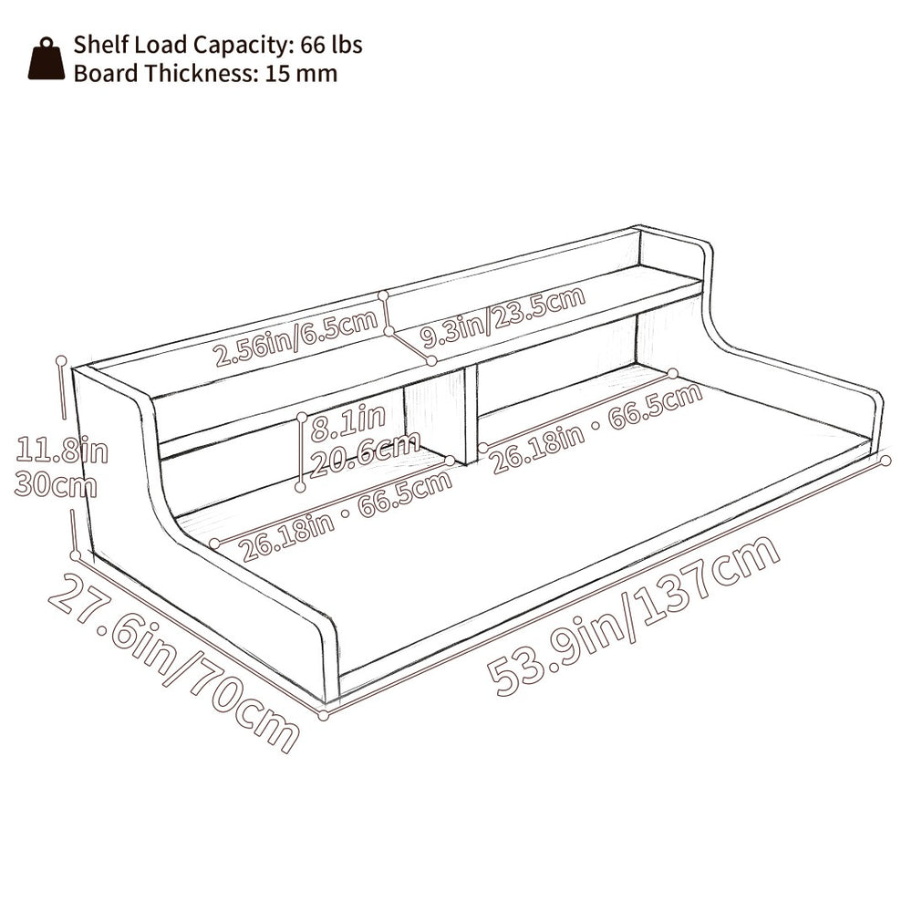 English Elm Washer Dryer Mdf Countertop Two Tier Laundry Organizer with Waterproof Folding Shelf B2764P518728